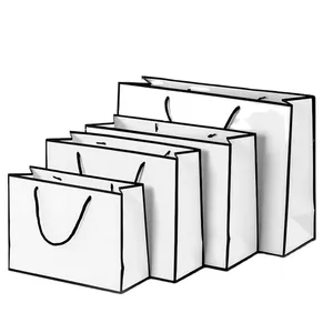 Sacos de papel reutilizáveis, sacos de papel de presente de roupas grandes fábrica em estoque, reutilizáveis, impressão em ângulo preto e branco