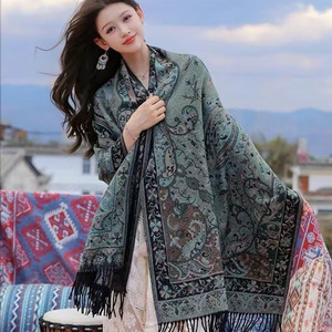 Châle en twill effet cachemire pour femme – Poncho de voyage, cape de photographie pour le printemps, l'automne et l'hiver - Product Image 3