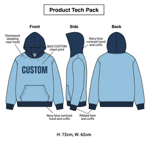 Custom 480gsm Heavyweight Cotton Hoodie Men's Streetwear Boxy Fit Vintage Stone Wash Tapestry Embroidery Fleece Pullover Jumper - Product Image 3