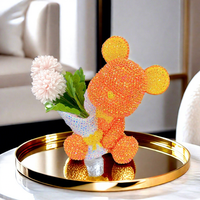 Kit DIY Rhinestone Lintas Batas untuk Merangkai Bunga Buatan Tangan, Ornamen Beruang, Set Figur Grosir