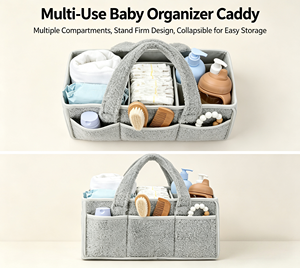 Prezzo di fabbrica grande spazio feltro e materiale orsacchiotto bambino pannolino Caddy Organizer con manico portatile Sherpa vivaio cestino - Product Image 5