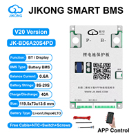 JK BMS V20 Smart BMS 8S-24S BT Pantalla Táctil LCD de 3.2" 0.6A 40A-150A Equilibrador Activo para Baterías de Li-ion/LiFePo4/LTO JK-BD6A20S4PD