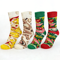 Chaussettes en coton pour femmes, très vendues, amusantes, motif boîte à pizza et sushi, taille unique, tricotées pour l'automne, avec bord côtelé au bas