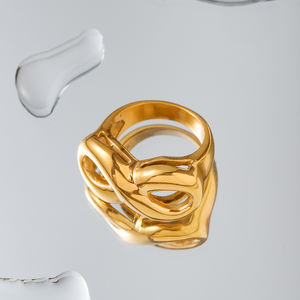 J&amp;D Low Key Luxury Gold Stainless Steel Fashion Jewelry <strong>Rings</strong> Cross <strong>X</strong> Shape Twist Infinity Symbol <strong>Rings</strong> - Product Image 2