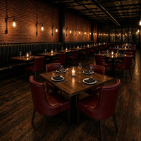 Ron Group Commerciële Restaurantmeubelen Gecapitonneerde Stoel Hoge Rug Lederen Booth Zitplaatsen Luxe Vierkante Massief Houten Tafel