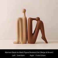 Support de livre en céramique à finition mate créative - Serre-livres minimaliste en forme de figurine 'back-to-back', cadeau de décoration intérieure unique pour les amateurs de livres