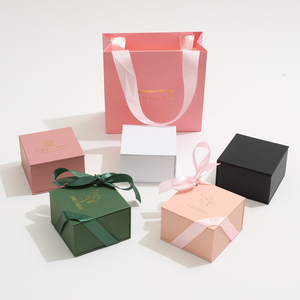 Luxury Custom Printed Jewelry <b>Box</b> with Mirror Ribbon Bow Eco Friendly Rigid Cardboard <b>Box</b> for Wedding Jewelry <b>Gift</b> Set - Product Image 1