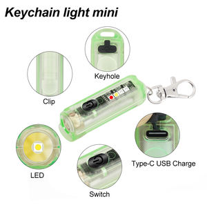 Portable COB LED lampe de poche Rechargeable EDC porte-clés torche rouge bleu lumière avertissement IP44 étanche type-c charge ABS 400LM nouveau - Product Image 3