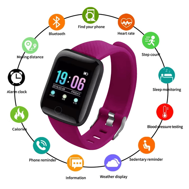 Hot Selling 116 Plus Fashion Sports Smartwatch Hombre Montres Reloj Inteligentes Digital Bracelet Smart Watch for Men Wristband