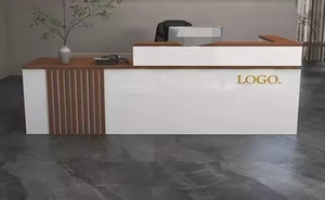 L Shape Modern <b>Simple</b> Design Black Customized Color Front Counter With Many Storage Small Office Reception <b>Desk</b> - Product Image 2