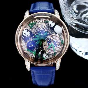 Reloj mecánico de alta gama de moda de lujo con diseño de Panda microtallado, artesanía tourbillon y correa de cuero de cocodrilo. - Product Image 2