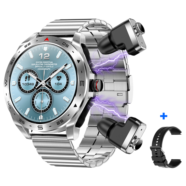 High Performance T95 Smartwatch with Wireless Earbuds 2 In 1, IP67 Waterproof Alloy Band Call Reminder Dial Call TWS Smart Watch