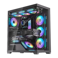 TB02 Mid Tower PC ATX Gaming Computer Case Tempered Glass Front & Side High Airflow ARGB Sync