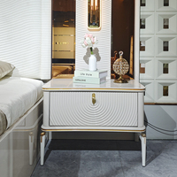 Neues Design Weiß Komplettes Holz Home Doppelbett-Sets Großer Holzrahmen Voll modernes Luxus-Kingsize-Schlafzimmermöbel-Set