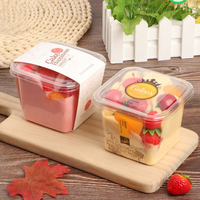 450ml Carré Transparent Salade Mousse Son Boîte Gâteau Emballage Yaourt Bento Conteneur Avec Couvercle