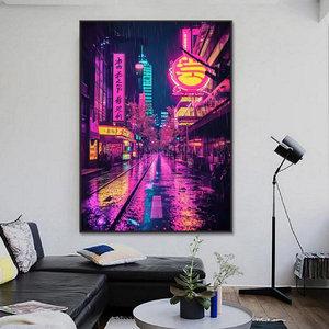Parete estetica estetica Neon City tela stampa digitale giapponese dipinti urbano Street <span class=keywords><strong>Anime</strong></span> Art - Product Image 5