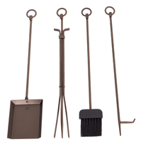 Petit ensemble de 5 accessoires pour foyer en métal bronze pour intérieur et extérieur, pinces pour bois de chauffage