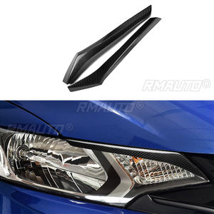 1 par de cubiertas decorativas para faros delanteros de coche, de fibra de carbono real, para Honda Fit Jazz 2014 2015 2016, accesorios para coche - Product Image 1