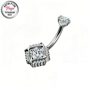 Anneaux de nombril en titane G23, bijoux de piercing, barbell incurvé en zircone cubique, anneaux de nombril flottants, clous d'oreille hélix et sourcil - Product Image 2