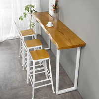 Table de bar murale moderne en bois massif à hauteur réglable, tabouret haut étroit pour usage domestique, hôtelier, commercial, café, salon de thé