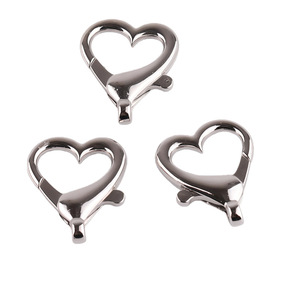 Cierre de Langosta en Forma de Corazón de Aleación de Zinc Plateado para Fabricación de Pulseras, Componente de Joyería, Primavera 2025 - Product Image 1