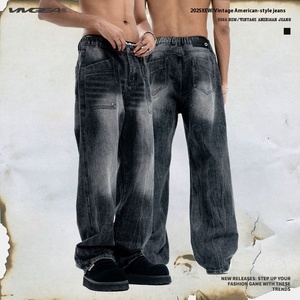 VIVGAE-Pantalon en Denim pour <span class=keywords><strong>Homme</strong></span> et Femme, Vintage, Original, de Marque Américaine, Tendance, Lavé - Product Image 4