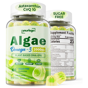 Commercio all'ingrosso vegano Omega 3 alghe olio DHA EPA da CoQ10 Marine integratore astaxantina Gummies folato <span class=keywords><strong>vitamina</strong></span> <span class=keywords><strong>E</strong></span> <span class=keywords><strong>A</strong></span> D3 senza zucchero - Product Image 1