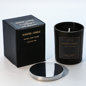 Etiqueta de logotipo personalizado Vela de fragancia de vidrio 6oz 10oz Frascos de vela negros modernos con tapa de metal - Product Image 2
