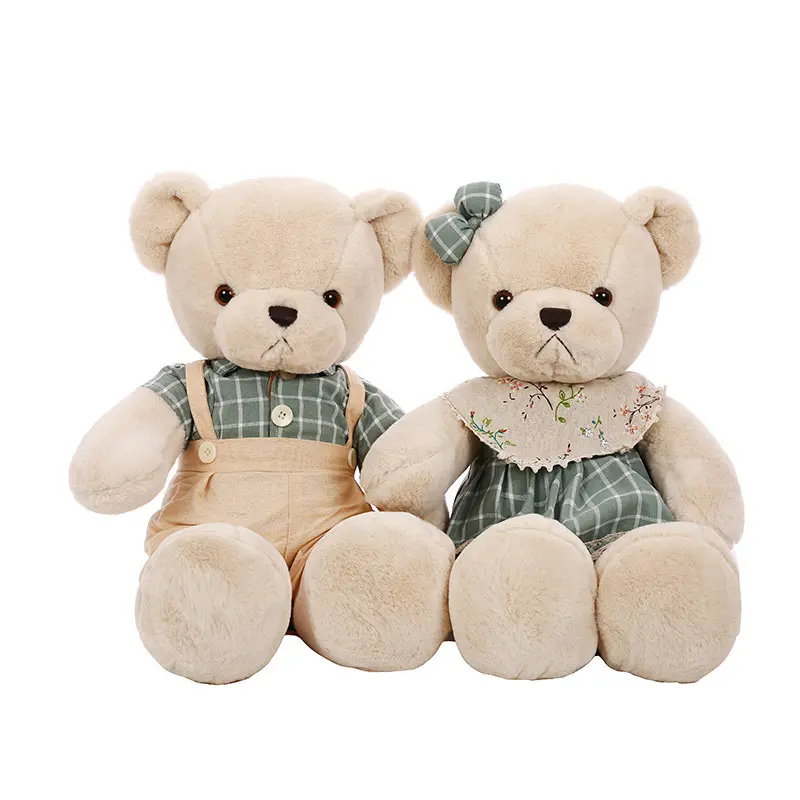 Orsacchiotto Vintage con vestiti grandi giocattoli di peluche regalo di san valentino cuscino morbido animali di peluche Costume orso