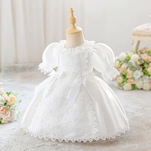 Nuovo Stile Abito da Battesimo per Bambina, Elegante Vestito Principessa in Pizzo, Abito Gonfio con Cappello per <span class=keywords><strong>Cerimonia</strong></span> del Primo Mese - Product Image 2
