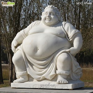 Statua in marmo <span class=keywords><strong>di</strong></span> un uomo grasso e allegro, scolpita a mano, per decorare il giardino o la casa - Product Image 5