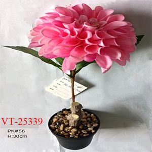 Pot Dahlia/Chrysanthème Artificiel en Polyester/Soie de 29cm pour Fête des Mères Pâques Noël Retour École Nouvel An Chinois - Product Image 2