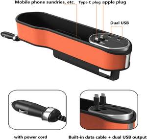 Organizador de espacio para asiento de coche, caja de almacenamiento multifuncional con portavasos entre el asiento delantero con 2 USB - Product Image 2