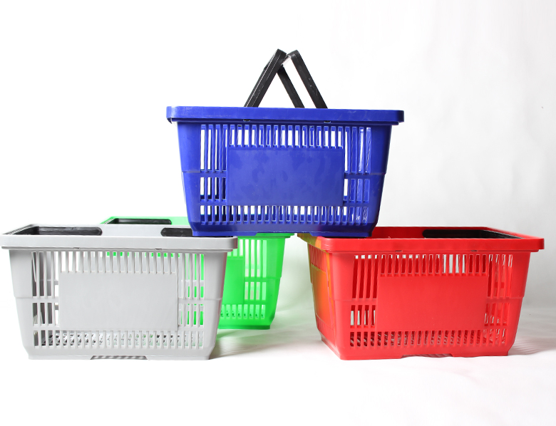 Supermarket Plastic Shopping Basket with Handles