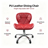 Chaise de bureau moderne en cuir PU, réglable en hauteur, pivotante, sans accoudoirs, ergonomique, pour le bureau à domicile
