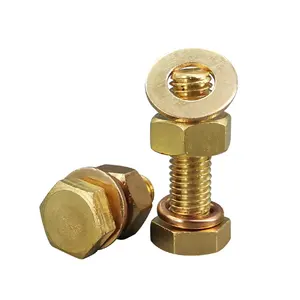 OEM Plain Brass copper bronze hex bolt with nut