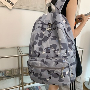 Korean Style <b>Backpack</b> For Girls <b>Large</b> <b>Capacity</b> Camouflage Pattern School Education 18 In Gray Blue Purple - Product Image 1