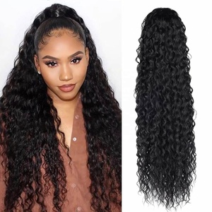 Extensiones de Cola de Caballo de Cabello Humano con Clip al por Mayor, 100g, Sin Caída, Ondas Naturales y Ondas Profundas, Colas de Caballo con Cordón - Product Image 1