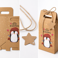 Wholesale Christmas Kraft Paper Gable Gift Boxes 24 Pcs 6 Designs Food Safe Candy Cookie Party Favor OEM MOQ 100