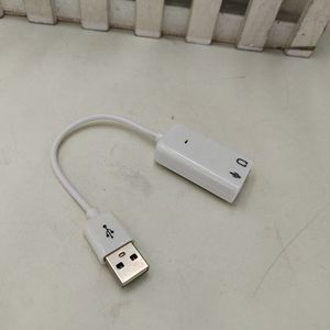 Tarjeta de sonido externa USB de 7.1 canales, color blanco, con cable para salida de audio de computadora - Product Image 2