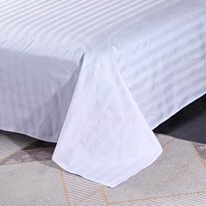 Linge de lit hôtel de luxe 100% coton Satin Stripe Set de literie blanc - Product Image 5