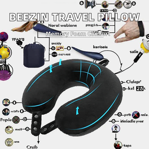 Beezin Oreiller de voyage en polyester léger en forme de U pour le cou Support d'avion portable Logo personnalisé sérigraphié perméable à l'air - Product Image 3
