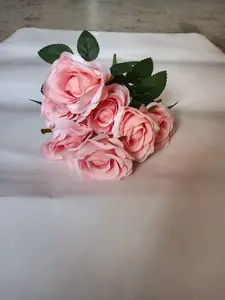 Hunan Zhanjiajie Fuyuan Yiwu Canton Fair rosa buquê populares flores artificiais para decoração do casamento