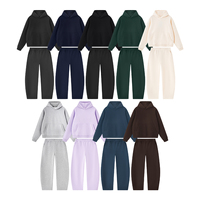 Ensemble de survêtement molletonné épais 380 g/m² avec logo personnalisé, coupe oversize, streetwear unisexe, sweat à capuche et pantalon de jogging, OEM ODM