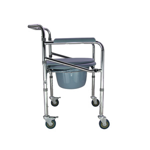 Folding <b>Commode</b> <b>Chair</b> With Wheels For Elderly And Disabled Adults Portable Toilet Seat Health Care Use - Product Image 3