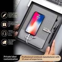 Coffret Cadeau Bloc-Notes à Chargement Sans Fil, Ensemble Bloc-Notes A5 avec Batterie Externe et Clé USB, Cadeau d'Entreprise Personnalisé
