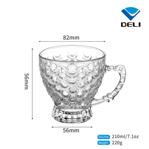Dekorative Einzigartige <span class=keywords><strong>DEIL</strong></span> 210ml 7,1oz Vintage Weihnachts-Königliche Maßgefertigte Fischschuppen-Design Glas Milch Kaffee Tee Tassen-Sets mit Untertasse - Product Image 5