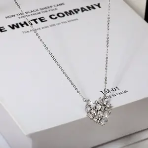 Fashion Jewelry KYNL0125 Shine 3A Zircon Stone Heart Shape Necklaces For Women