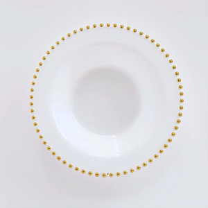 Platos de cena de plástico PS reutilizables de primera calidad XUELI con borde de cuentas de perlas y diseño de lámina dorada/plateada, <span class=keywords><strong>vajilla</strong></span> de fiesta elegante - Product Image 4