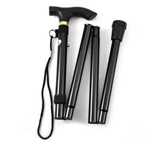 FZJ Moderne 5 Sections En Aluminium Télescopique Pliant Bâton <span class=keywords><strong>De</strong></span> <span class=keywords><strong>Marche</strong></span> Antidérapant Alpenstock Pointe En Caoutchouc Réglable Escalade 150kg Capacité - Product Image 1